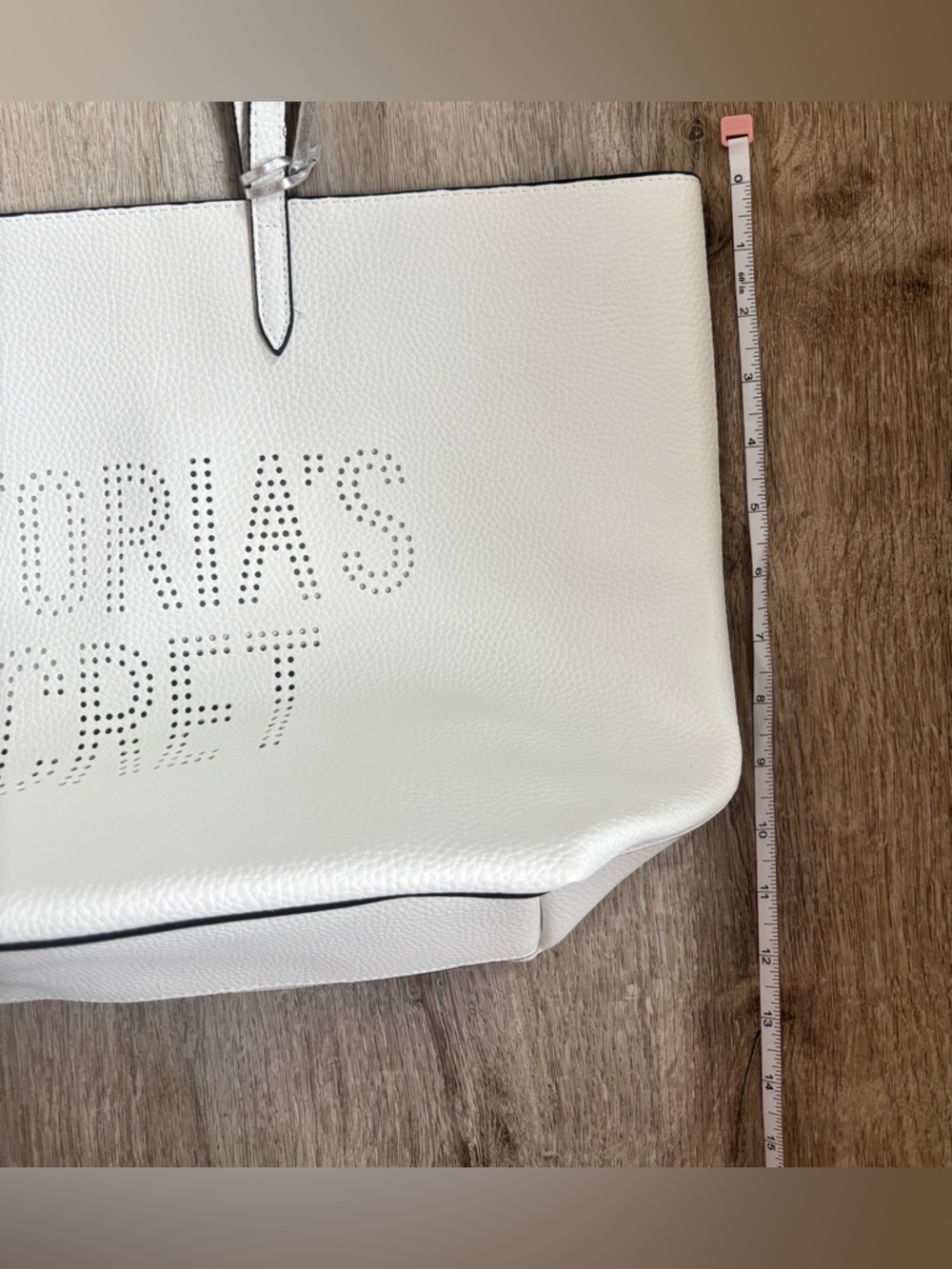 Victoria's Secret White Perforated Logo Tote with Tassel beach o every day bag - Picture 7 of 12